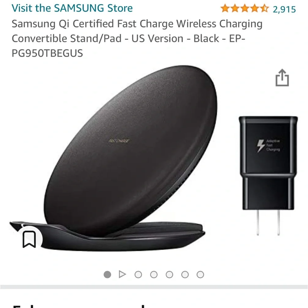 Samsung Qi Certified Fast Charge Wireless Charging Convertible Stand/Pad
